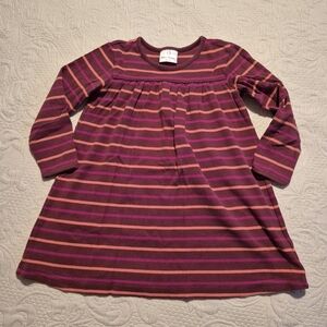 Hanna Andersson girls size 110 or 5 brown with coral & purple tunic dress VGUC
